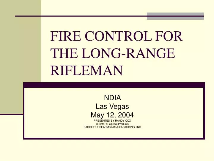 fire control for the long range rifleman
