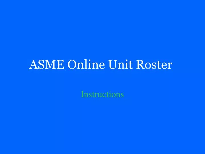 asme online unit roster