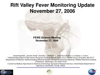 Rift Valley Fever Monitoring Update November 27, 2006