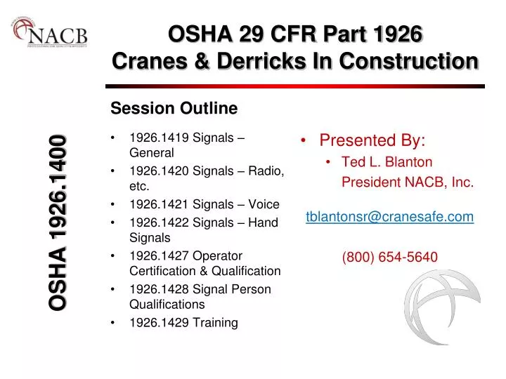 osha 29 cfr part 1926 cranes derricks in construction