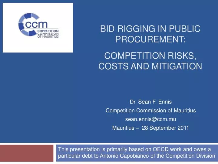 bid rigging in public procurement competition risks costs and mitigation