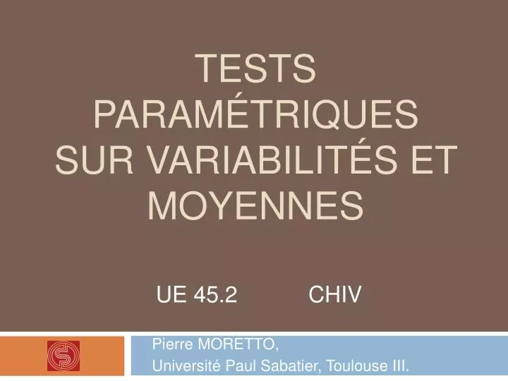 tests param triques sur variabilit s et moyennes