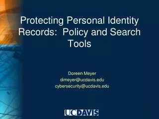 Protecting Personal Identity Records: Policy and Search Tools