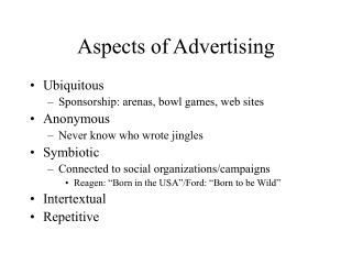 Aspects of Advertising