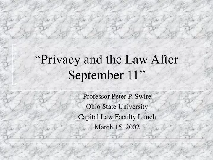 privacy and the law after september 11
