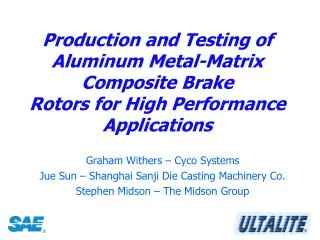 Production and Testing of Aluminum Metal-Matrix Composite Brake Rotors for High Performance Applications