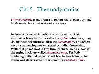 Ch15. Thermodynamics