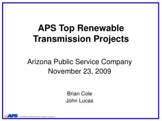 APS Top Renewable Transmission Projects