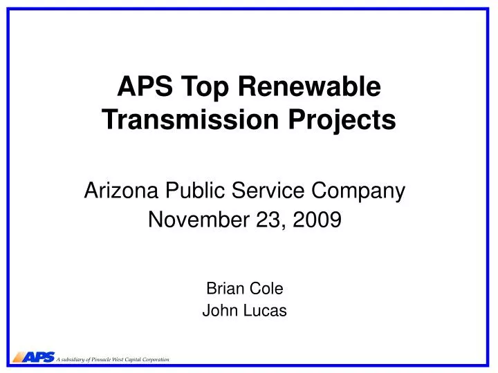 aps top renewable transmission projects