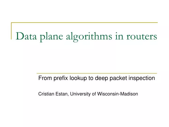 data plane algorithms in routers