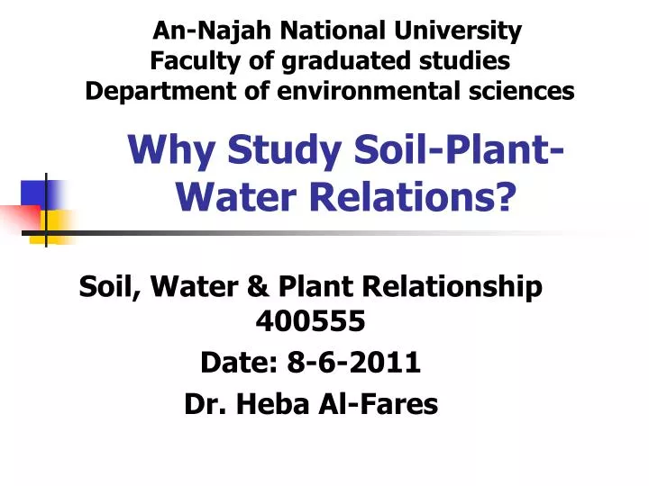 why study soil plant water relations