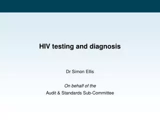 HIV testing and diagnosis