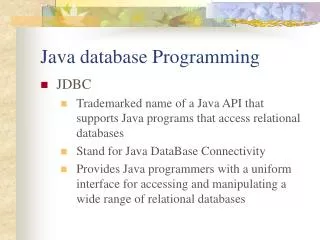 Java database Programming