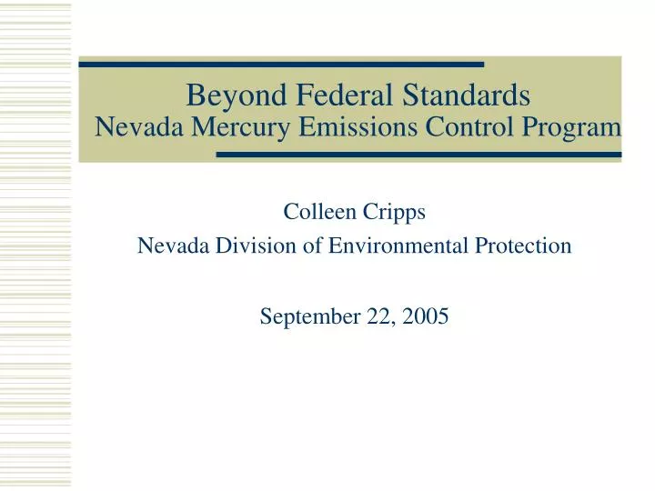 beyond federal standards nevada mercury emissions control program