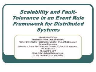Scalability and Fault-Tolerance in an Event Rule Framework for Distributed Systems
