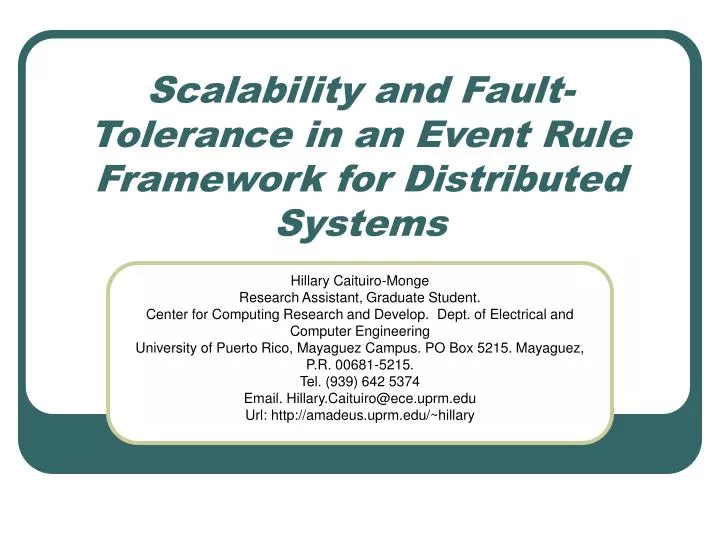 scalability and fault tolerance in an event rule framework for distributed systems