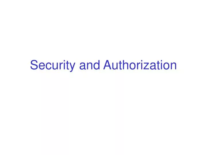 security and authorization