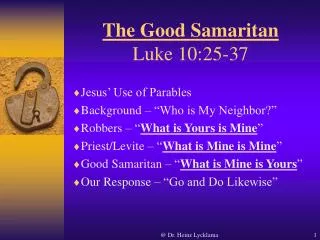 The Good Samaritan Luke 10:25-37