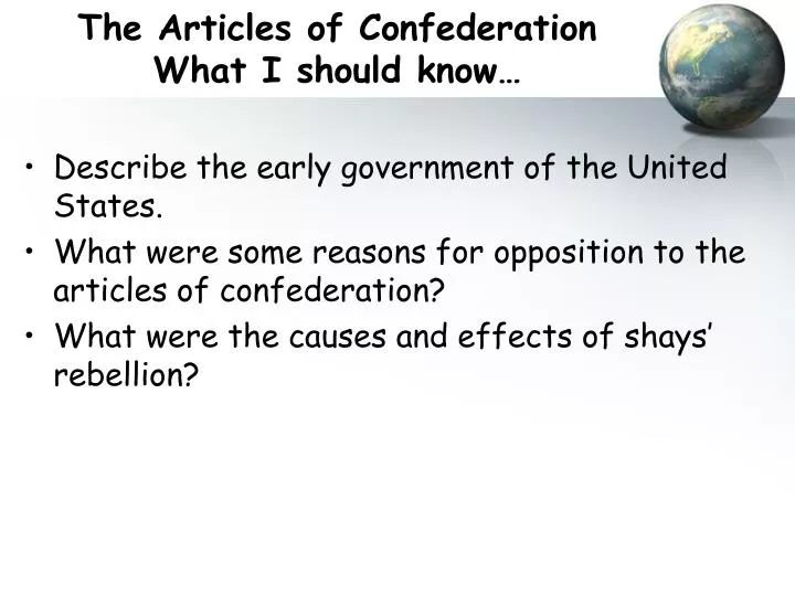 the articles of confederation what i should know