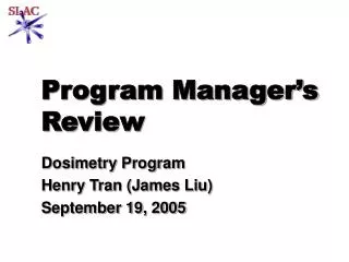 Program Manager’s Review