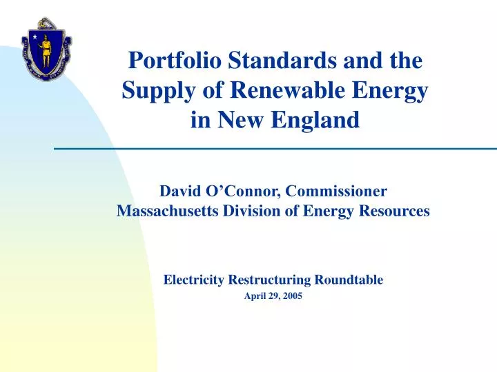 portfolio standards and the supply of renewable energy in new england