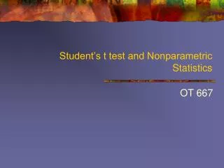 Student’s t test and Nonparametric Statistics