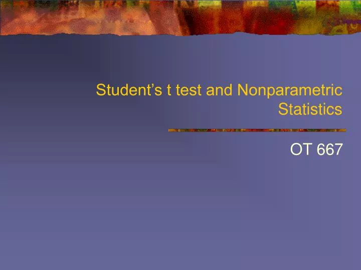 student s t test and nonparametric statistics