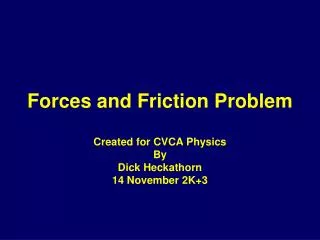 Forces and Friction Problem