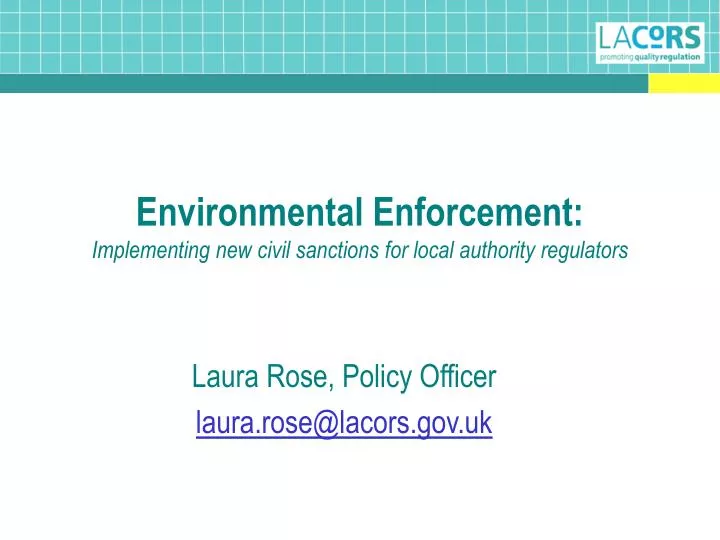 environmental enforcement implementing new civil sanctions for local authority regulators