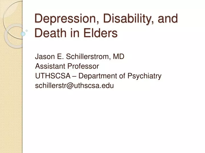 depression disability and death in elders