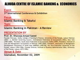 ALHUDA CENTRE OF ISLAMIC BANKING &amp; ECONOMICS