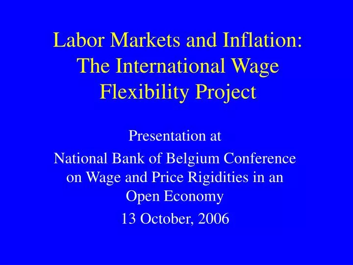labor markets and inflation the international wage flexibility project