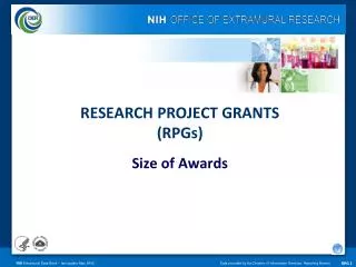RESEARCH PROJECT GRANTS (RPGs) Size of Awards