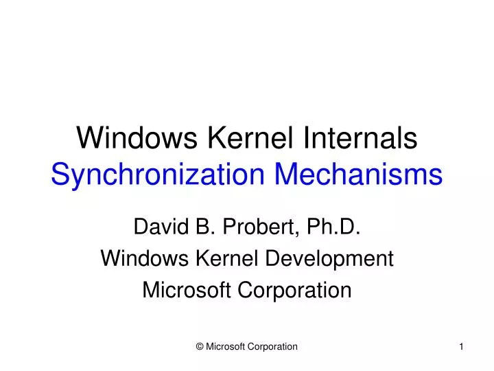 windows kernel internals synchronization mechanisms