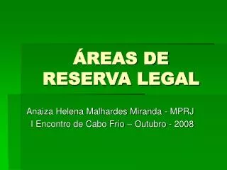 ÁREAS DE RESERVA LEGAL
