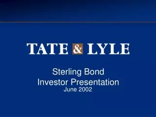 Sterling Bond Investor Presentation