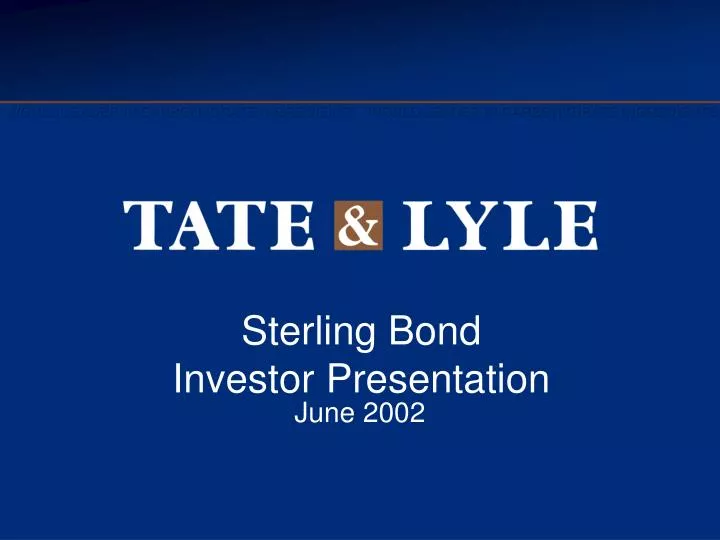 sterling bond investor presentation