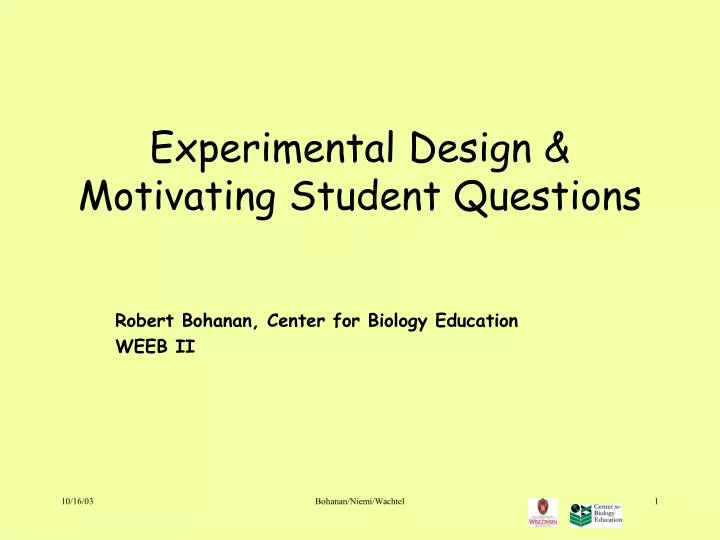 experimental design motivating student questions