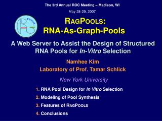 R AG P OOLS : RNA-As-Graph-Pools A Web Server to Assist the Design of Structured RNA Pools for In-Vitro Selection