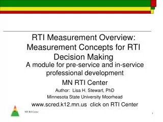 RTI Measurement Overview: Measurement Concepts for RTI Decision Making