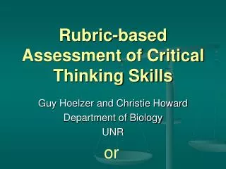 Rubric-based Assessment of Critical Thinking Skills