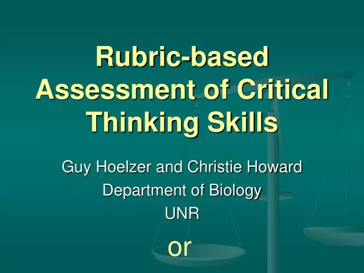 rubric based assessment of critical thinking skills
