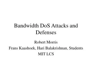 Bandwidth DoS Attacks and Defenses