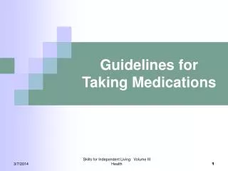 Guidelines for Taking Medications