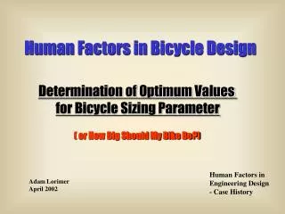 Human Factors in Bicycle Design