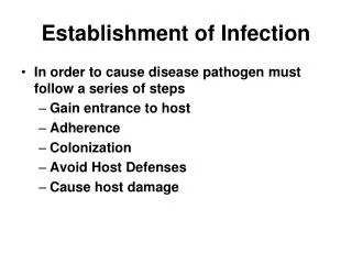 Establishment of Infection