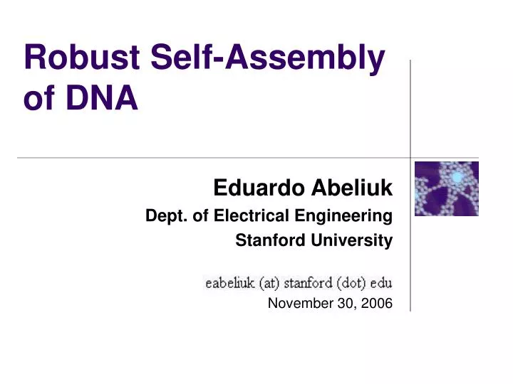 robust self assembly of dna
