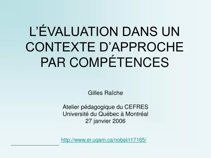 l valuation dans un contexte d approche par comp tences