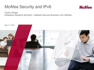 McAfee Security and IPv6