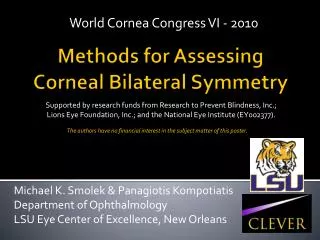 Methods for Assessing Corneal Bilateral Symmetry